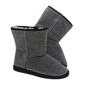DAWGS Dark Silver Glitter Womens Faux Fur Lined Boots - Size: 10